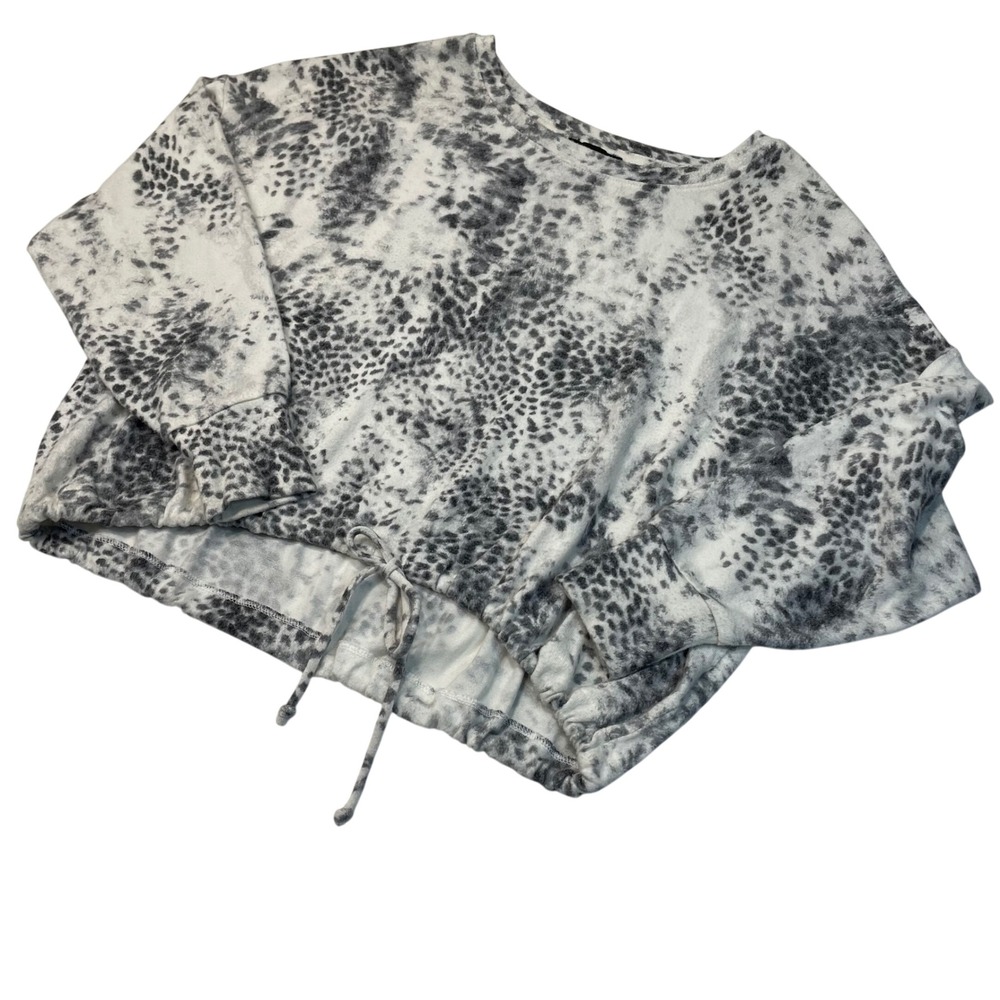 EXPRESS Animal Print Drawstring Cropped‎ Soft Lightweight Sweatshirt Women's XS